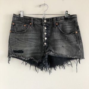 Levi's 501 Cutoff Denim Shorts 31 Gray 100% Cotton Distressed